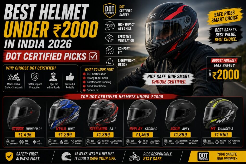 Best Helmet Under 2000 in India 2026 — DOT Certified Picks