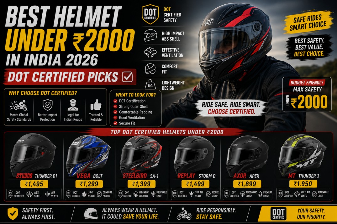 Best Helmet Under 2000 in India 2026 — DOT Certified Picks
