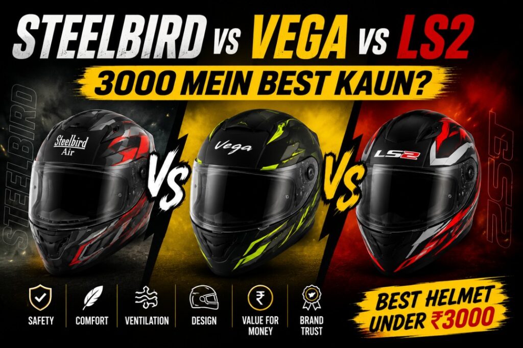 Steelbird vs Vega vs LS2 — 3000 Mein Best Kaun?