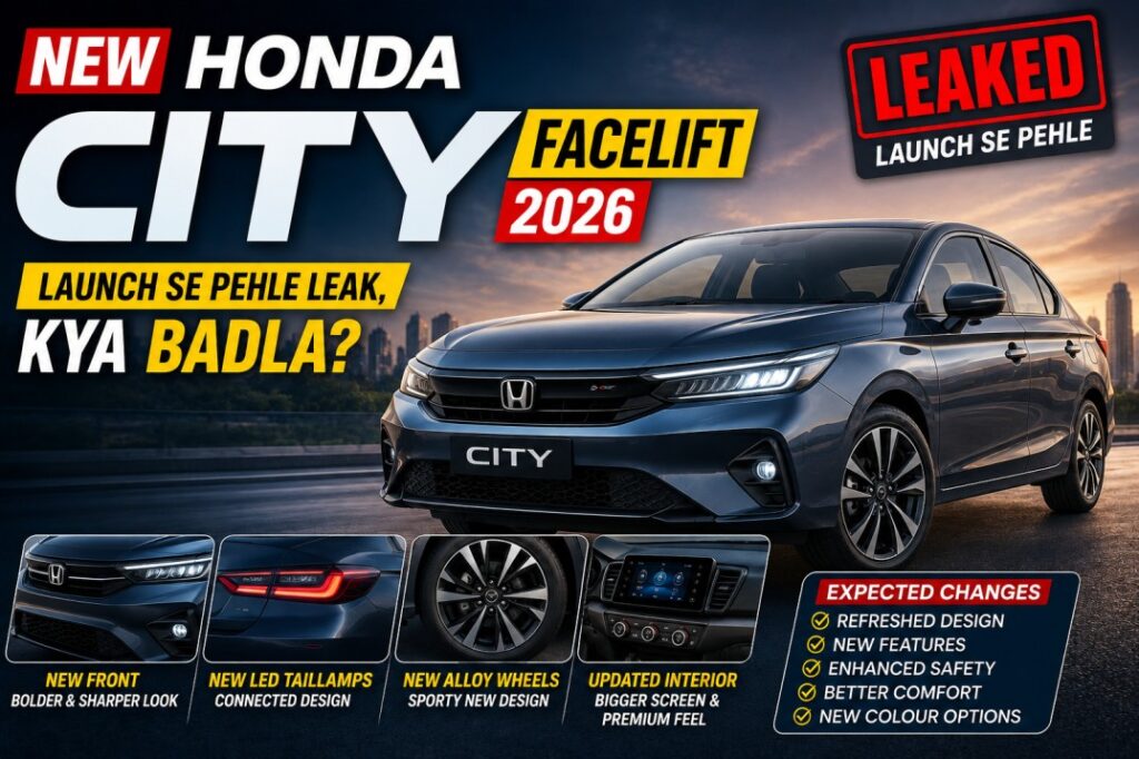 New Honda City facelift 2026 — Launch se Pehle Leak, Kya Badla?