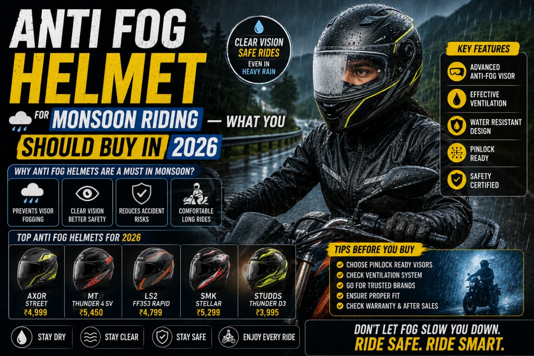 Anti Fog Helmet for Monsoon Riding — What You Should Buy in 2026